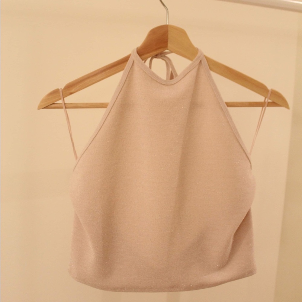 3/$25 Garage Pink Glitter Halter Top